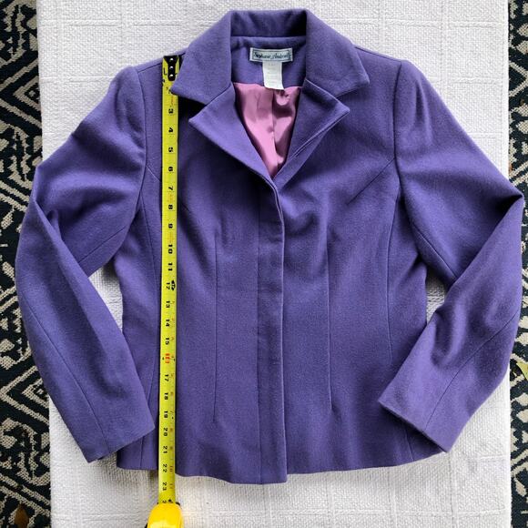 Vintage Stephanie Andrews 100% Wool Blazer Jacket Purple SZ 6 Small USA 90s Y2K - Picture 4 of 8